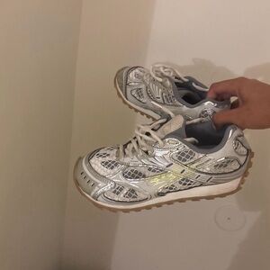 Women’s 37 bottega silver sneakers comes with box etc
